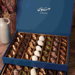 VIP Gift Box (70pcs) of premium stuffed & chocolate dates. VIP Gift Box (70pcs) of premium stuffed & chocolate dates.